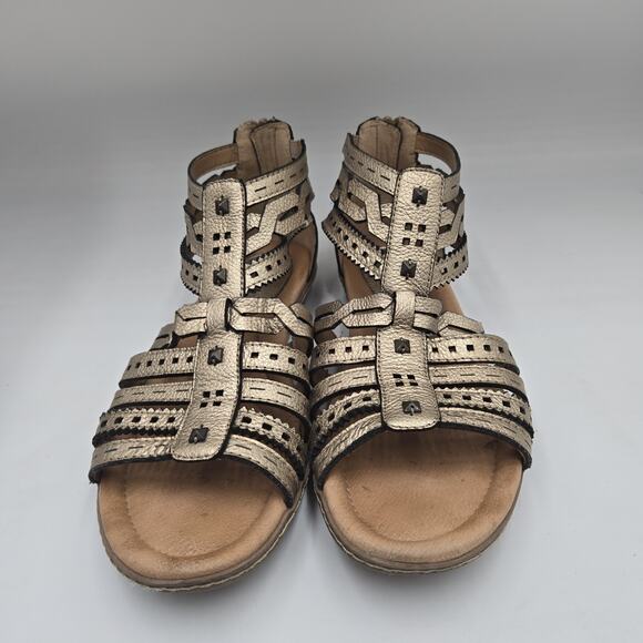 Earth Gold Gladiator Sandal Zip Back & Laces Women’s Size 11 M Comfort - Picture 2 of 7